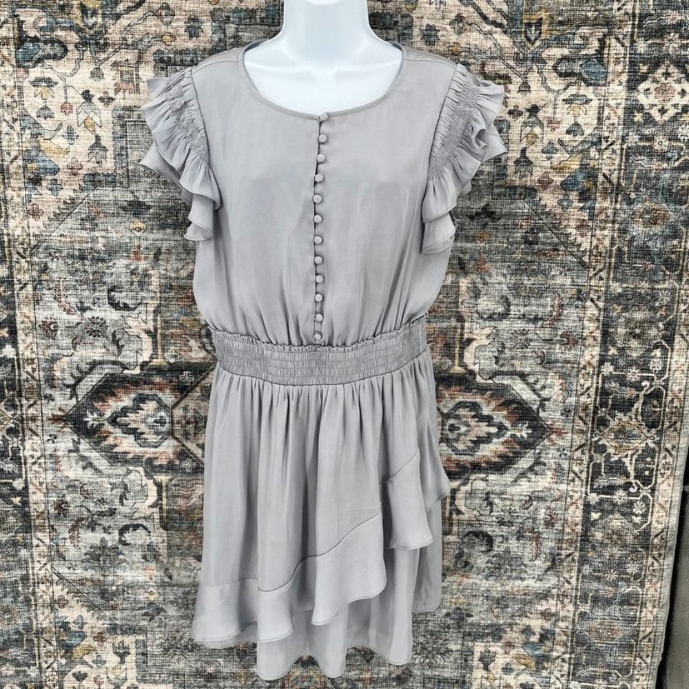 dolan Light Gray Ruffle Sleeve Mini Dress